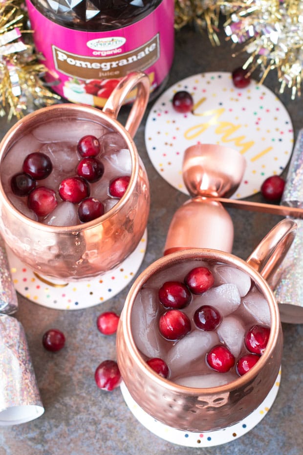 Cranberry Pomegranate Champagne Mule | cakenknife.com