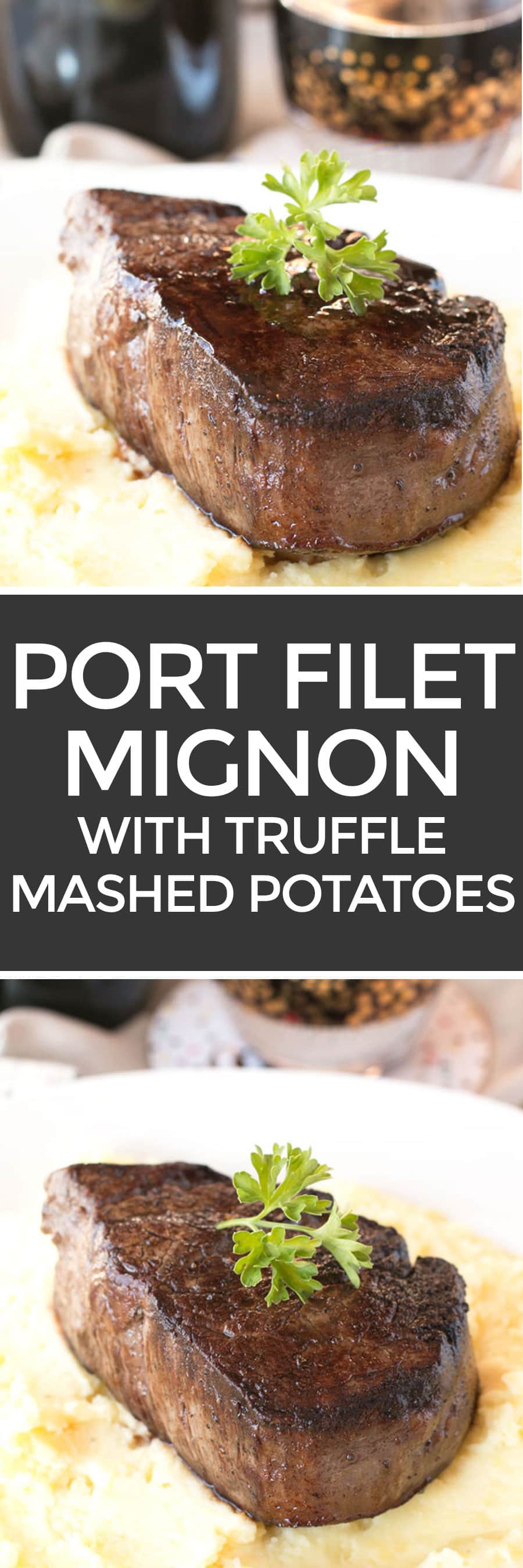 Filet Mignon with Port Sauce and Truffle Mashed Potatoes | cakenknife.com