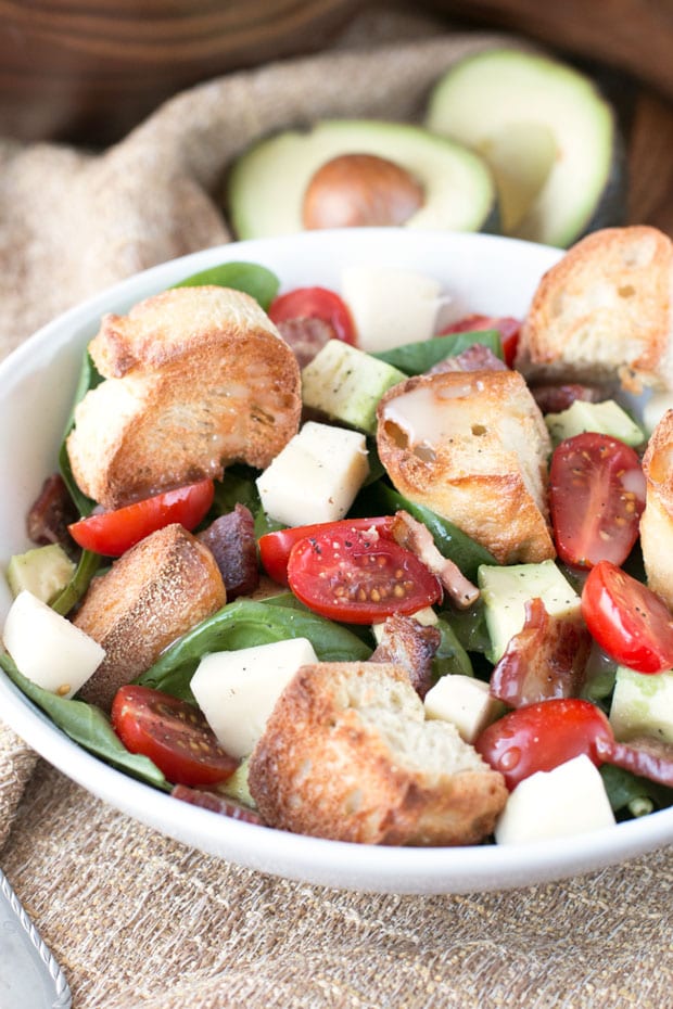 Avocado Caprese Panzanella Salad | cakenknife.com