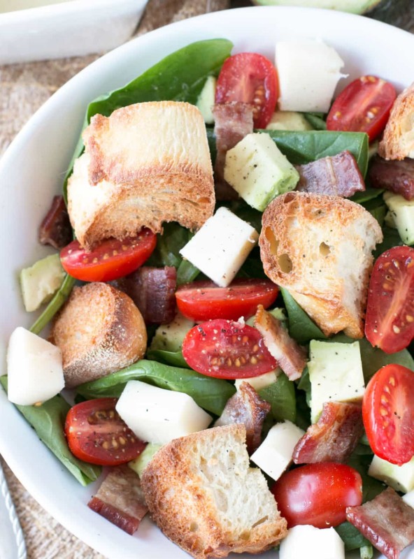 Avocado Caprese Panzanella Salad | cakenknife.com