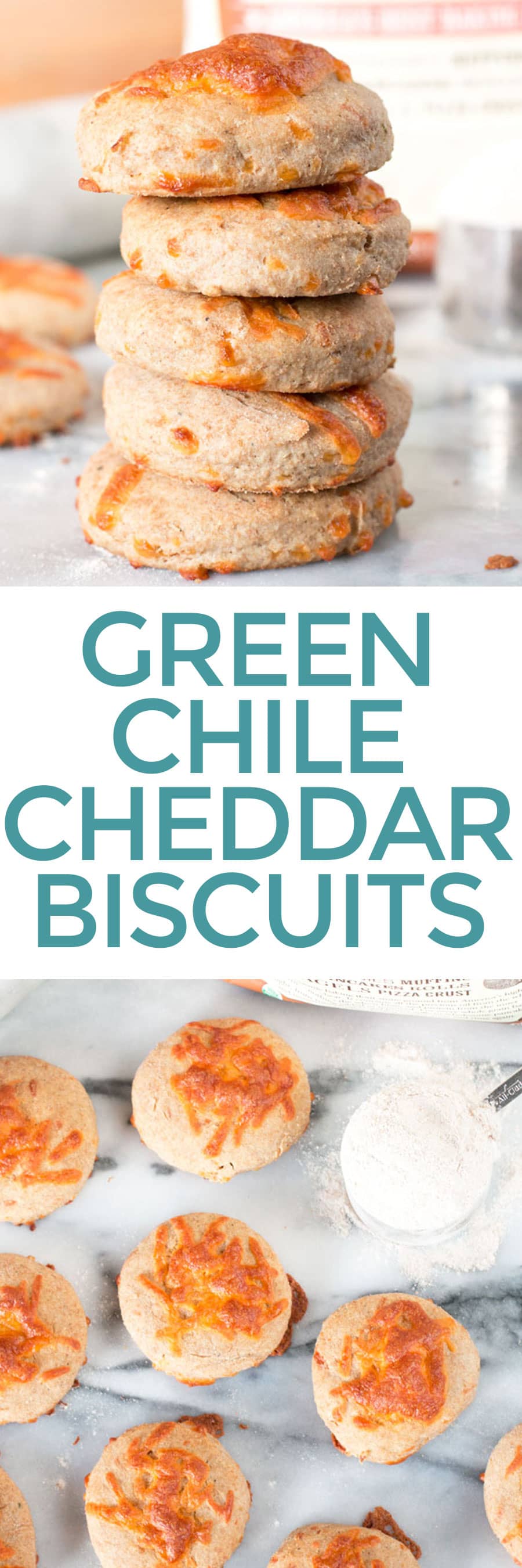 Green Chile Cheddar Whole Wheat Biscuits | cakenknife.com