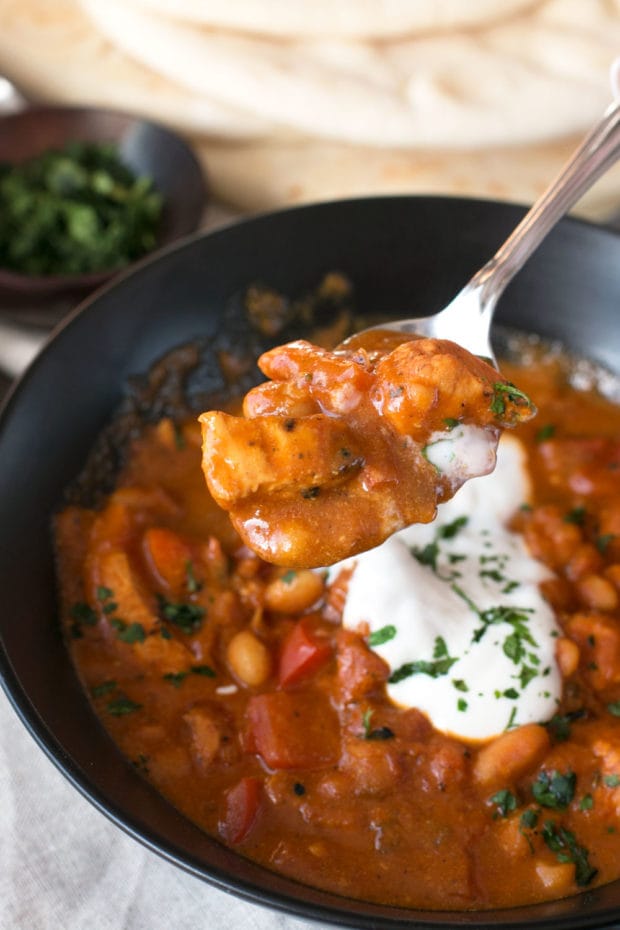 Tikka Masala Chicken Chili | cakenknife.com #soup #dinner #recipe