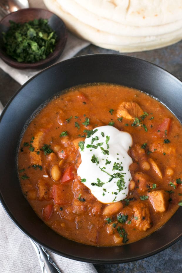 Tikka Masala Chicken Chili | cakenknife.com #soup #dinner #recipe