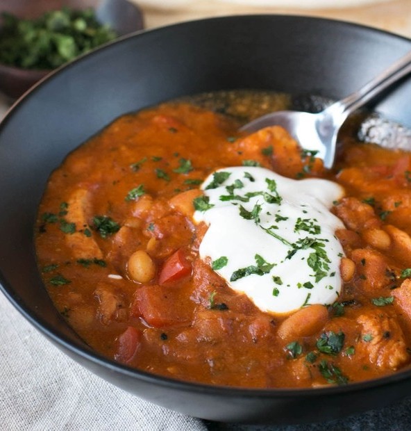 Tikka Masala Chicken Chili | cakenknife.com #soup #dinner #recipe