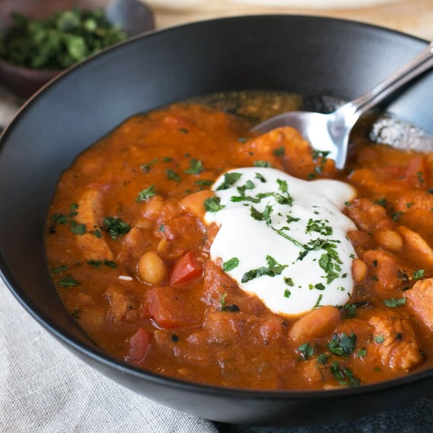 Tikka Masala Chicken Chili | cakenknife.com #soup #dinner #recipe