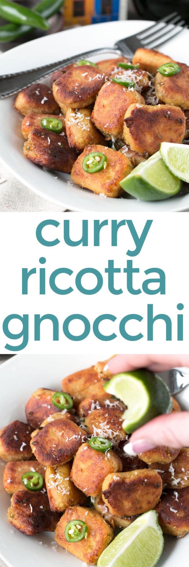 Pan Fried Curry Ricotta Gnocchi in Chile Lime Brown Butter Sauce | cakenknife.com #pasta #dinner #curry