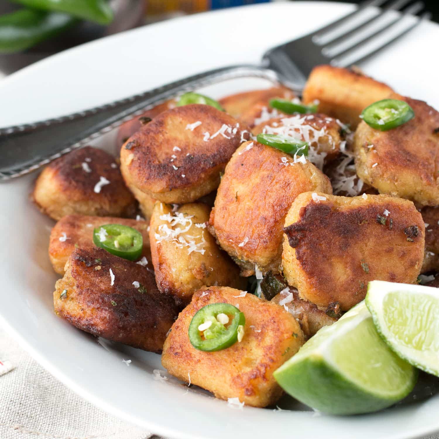 Pan Fried Curry Ricotta Gnocchi in Chile Lime Brown Butter Sauce | cakenknife.com #pasta #dinner #curry