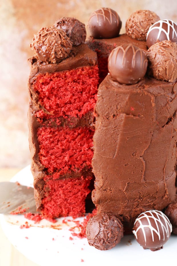 Red Velvet Truffle Cake for Two | cakenknife.com