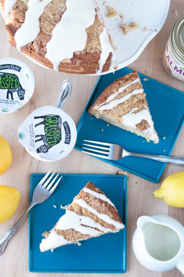 Almond Butter Yogurt Coffee Cake | cakenknife.com @stonyfield #breakfast #brunch #baking