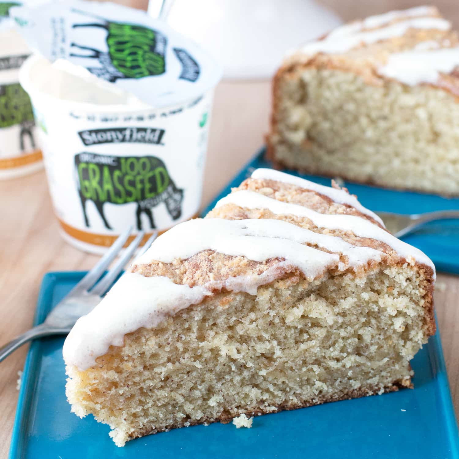 Almond Butter Yogurt Coffee Cake | cakenknife.com @stonyfield #breakfast #brunch #baking