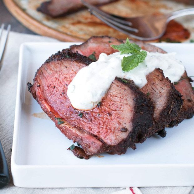 Ancho Chili Rubbed Leg of Lamb with Mint Yogurt Sauce | cakenknife.com #Easter #dinner