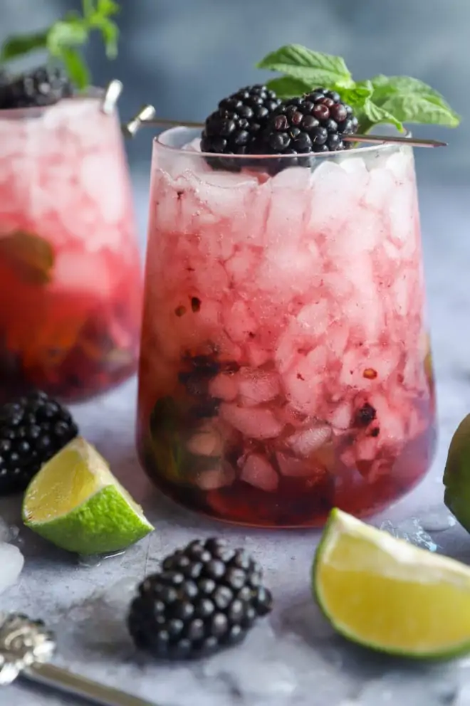 Side photo of blackberry mojito