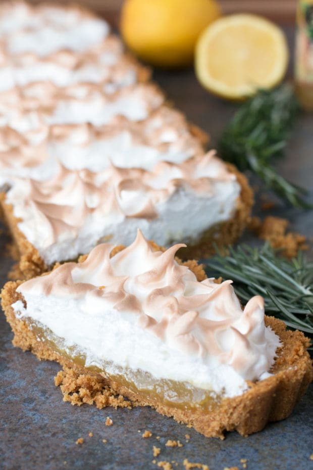 Lemon Rosemary Meringue Tart | cakenknife.com #dessert