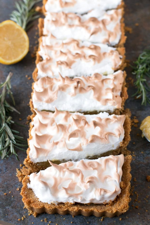 Lemon Rosemary Meringue Tart | cakenknife.com #dessert