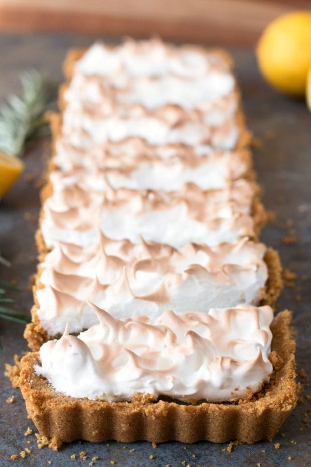 Lemon Rosemary Meringue Tart | cakenknife.com #dessert