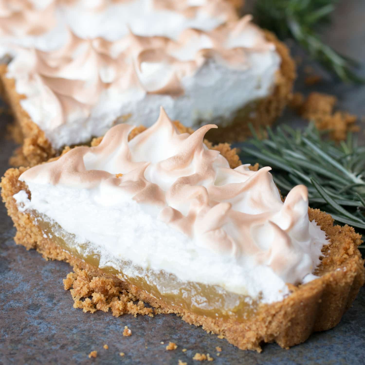 Lemon Rosemary Meringue Tart | cakenknife.com #dessert