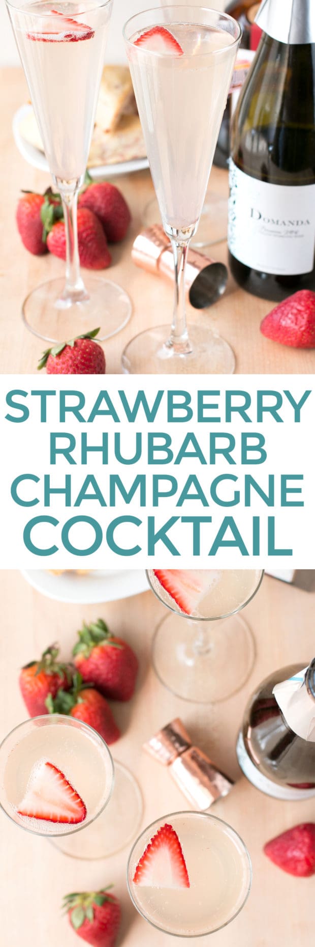 Strawberry Rhubarb Champagne Cocktail | cakenknife.com #spring #drink #brunch