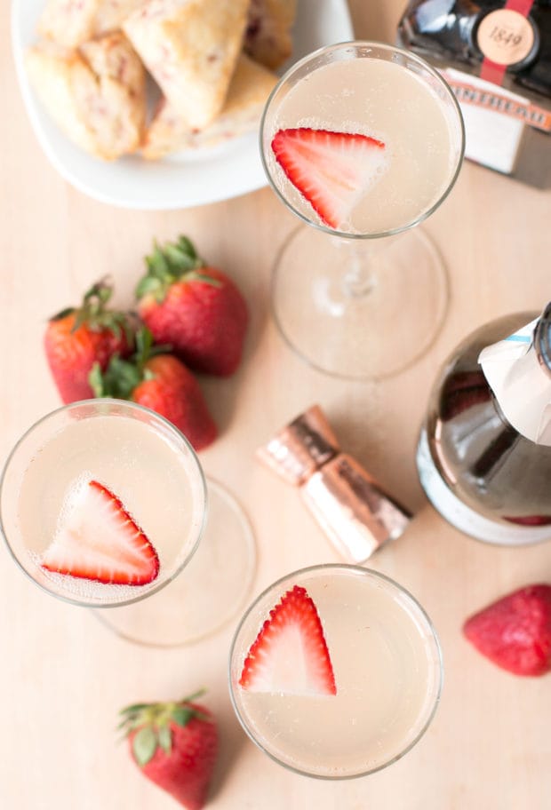 Strawberry Rhubarb Champagne Cocktail | cakenknife.com #spring #drink #brunch