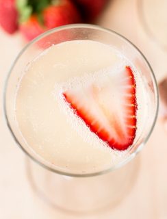 Strawberry Rhubarb Champagne Cocktail | cakenknife.com #spring #drink #brunch