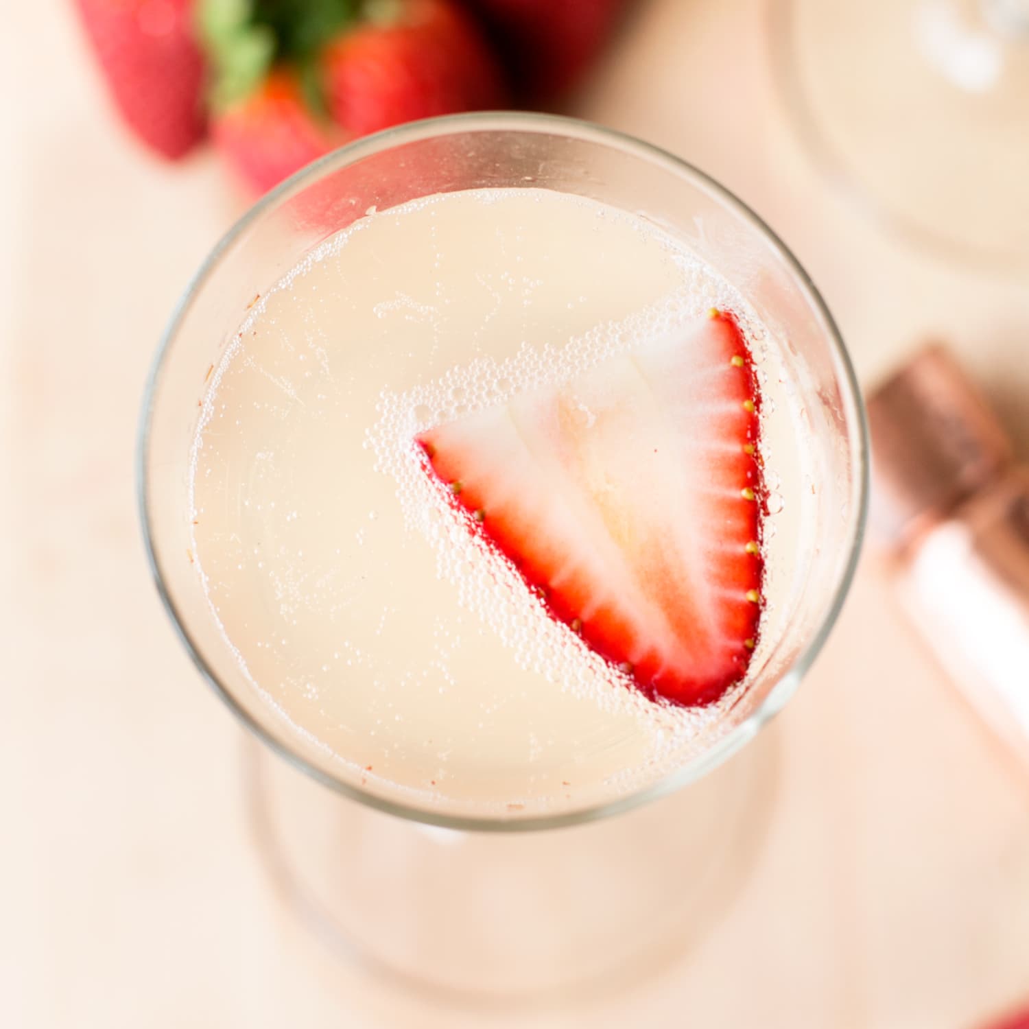 Strawberry Rhubarb Champagne Cocktail | cakenknife.com #spring #drink #brunch