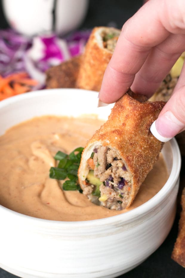 Thai Turkey Avocado Egg Rolls | cakenknife.com #appetizer