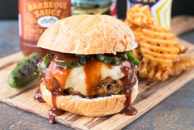 Big 'n Smoky Five Alarm Burger | cakenknife.com @sprouts #burger #grilling #summer #nationalhamburgerday