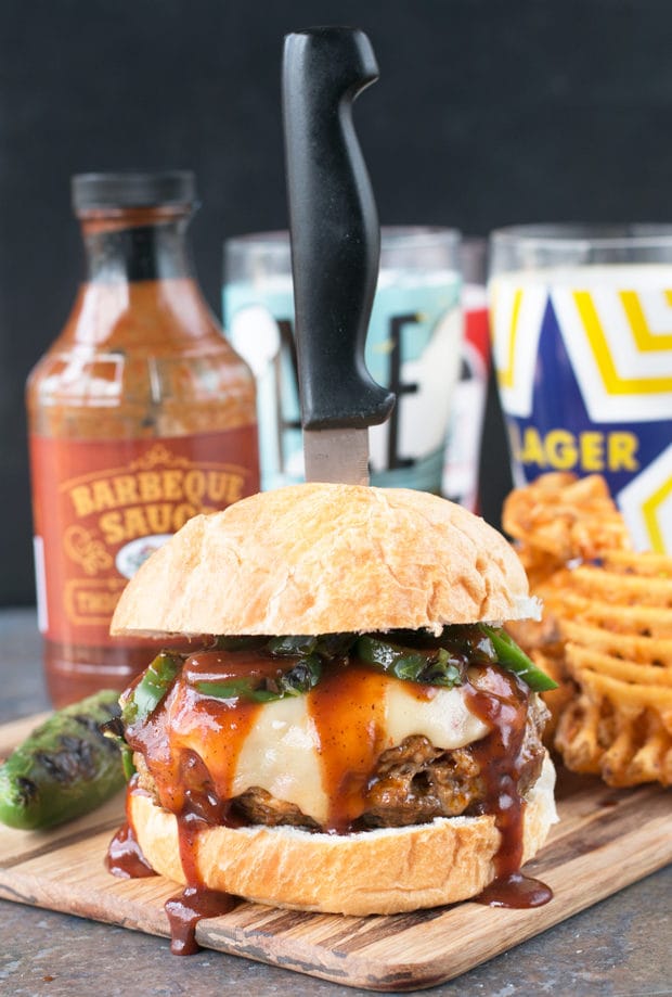 Big 'n Smoky Five Alarm Burger | cakenknife.com @sprouts #burger #grilling #summer #nationalhamburgerday