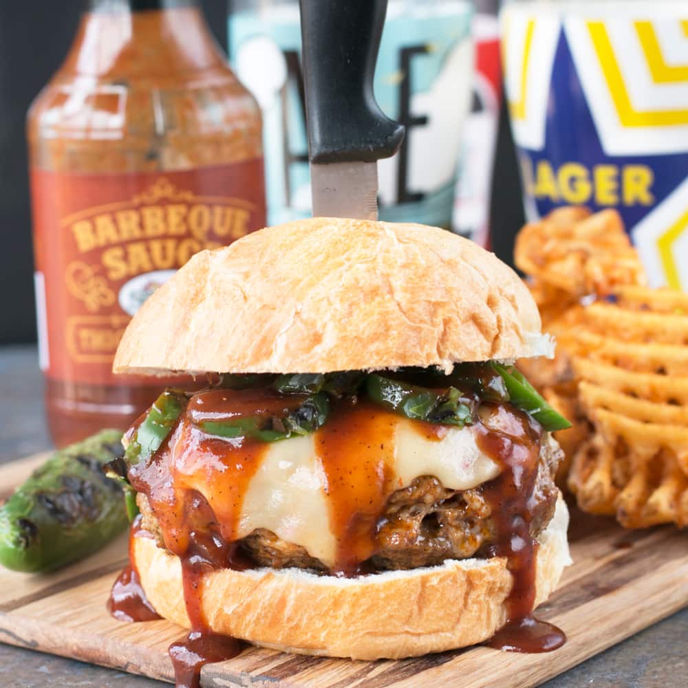 Big 'n Smoky Five Alarm Burger | cakenknife.com @sprouts #burger #grilling #summer #nationalhamburgerday