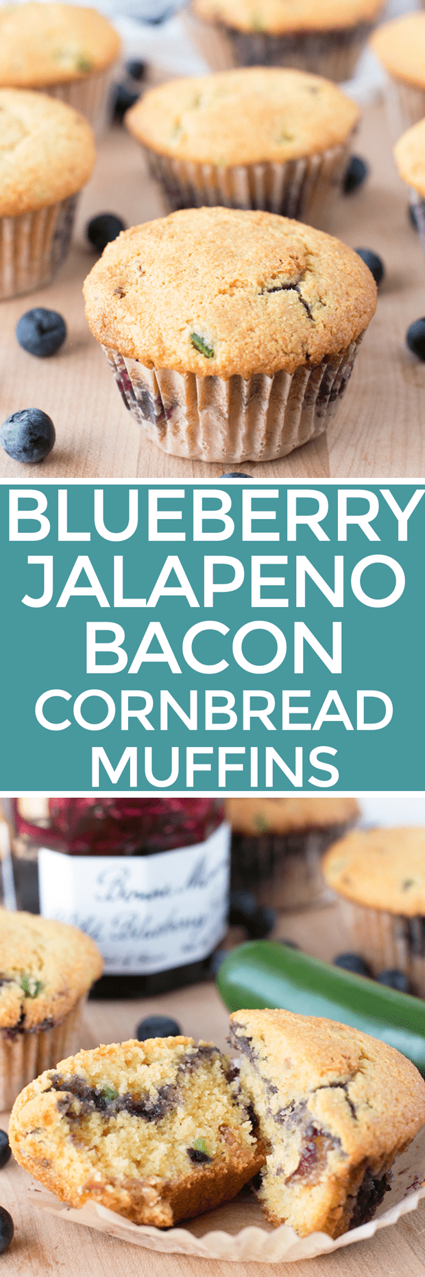 Blueberry Jalapeno Bacon Cornbread Muffins | cakenknife.com #breakfast #brunch