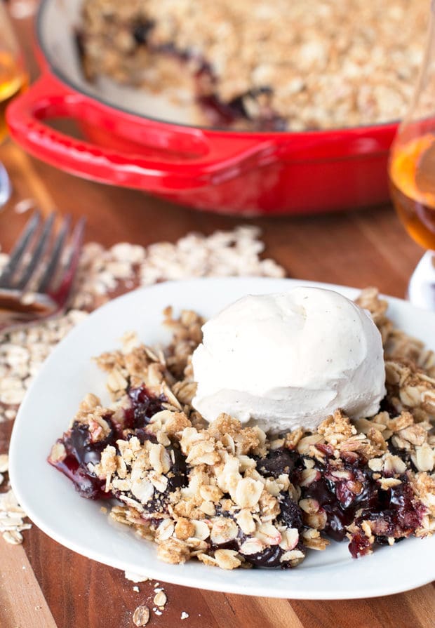 Bourbon Cherry Crisp | cakenknife.com #cherries #bourbon #dessert