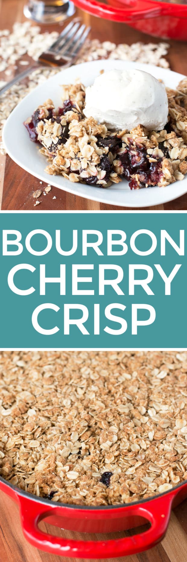 Bourbon Cherry Crisp | cakenknife.com #cherries #bourbon #dessert