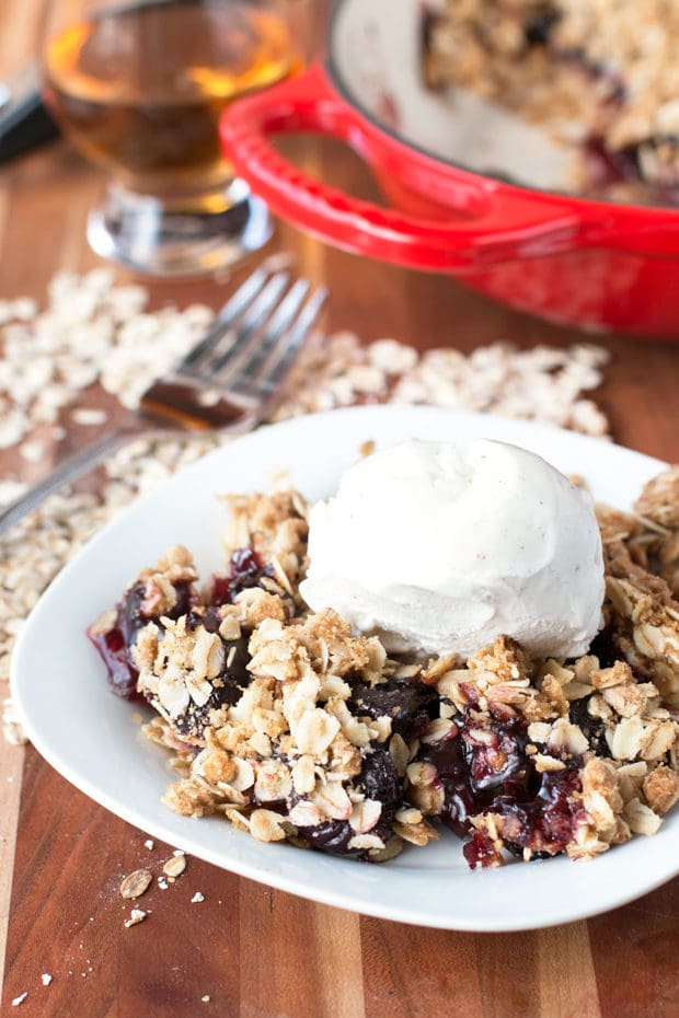 Bourbon Cherry Crisp | cakenknife.com #cherries #bourbon #dessert