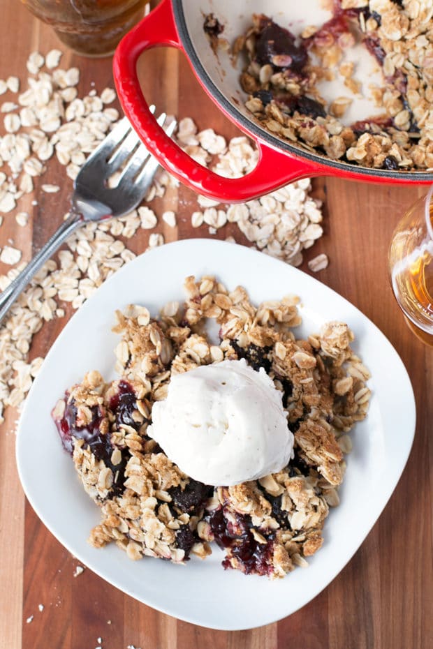 Bourbon Cherry Crisp | cakenknife.com #cherries #bourbon #dessert