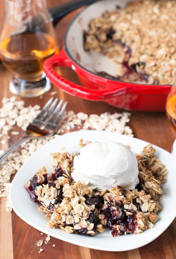 Bourbon Cherry Crisp | cakenknife.com #cherries #bourbon #dessert