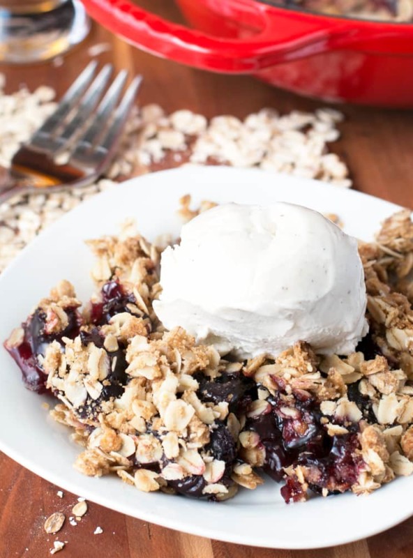 Bourbon Cherry Crisp | cakenknife.com #cherries #bourbon #dessert