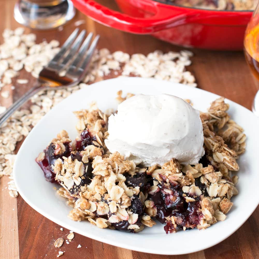 Bourbon Cherry Crisp | cakenknife.com #cherries #bourbon #dessert