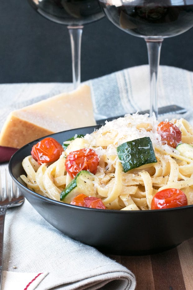 Brown Butter Spring Vegetable Fettuccine | cakenknife.com #pasta #dinner #healthy