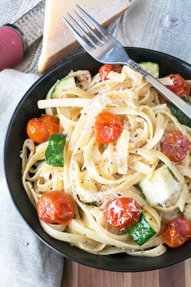 Brown Butter Spring Vegetable Fettuccine | cakenknife.com #pasta #dinner #healthy