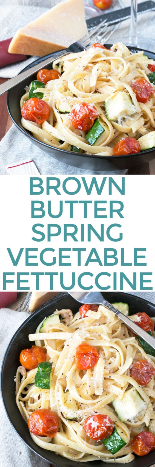 Brown Butter Spring Vegetable Fettuccine | cakenknife.com #pasta #dinner #healthy