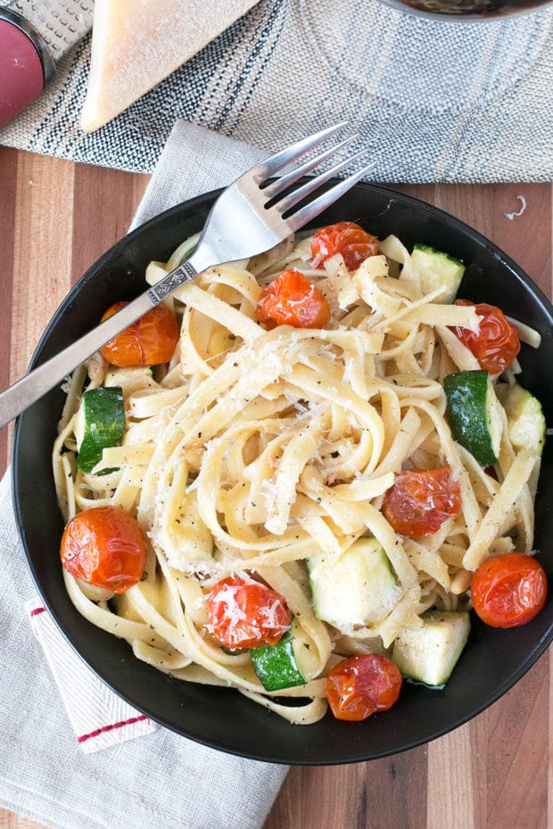 Brown Butter Spring Vegetable Fettuccine | cakenknife.com #pasta #dinner #healthy