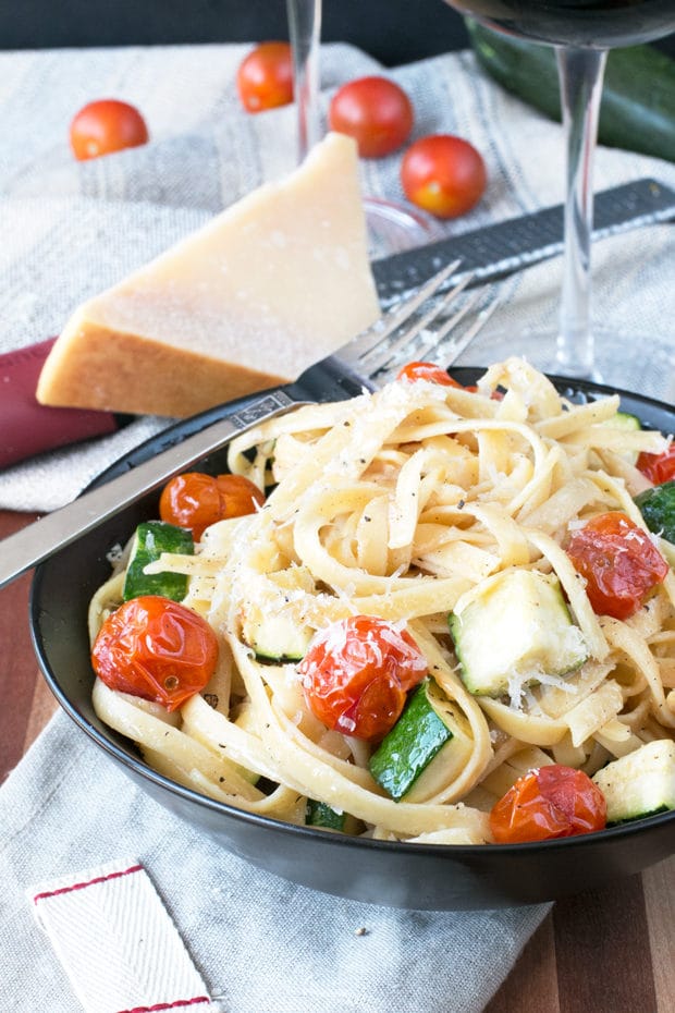 Brown Butter Spring Vegetable Fettuccine | cakenknife.com #pasta #dinner #healthy