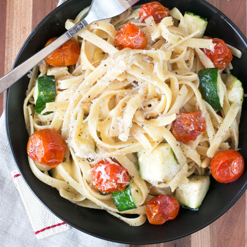 Brown Butter Spring Vegetable Fettuccine | cakenknife.com #pasta #dinner #healthy