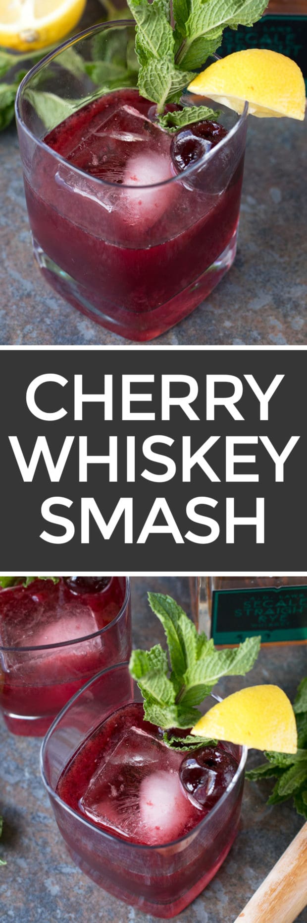 cherry whiskey smash cake n knife