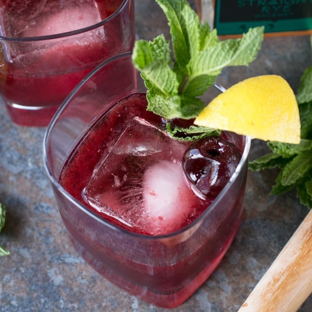 Cherry Whiskey Smash | cakenknife.com #cocktail #whiskey #summer