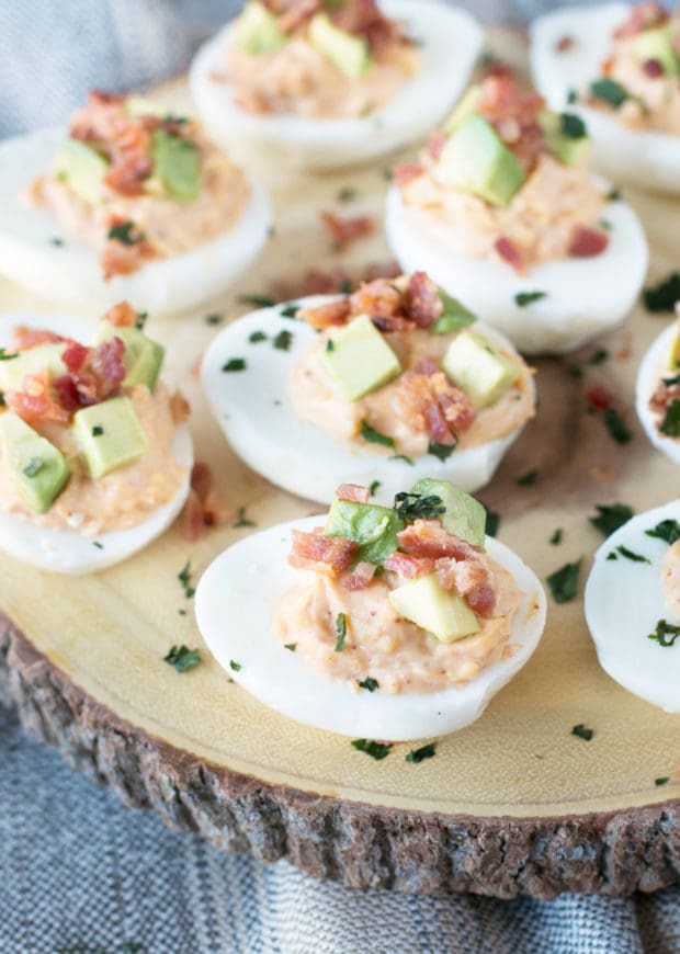 Chipotle Bacon Deviled Eggs | cakenknife.com #brunch #breakfast