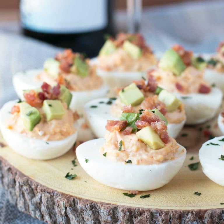 Chipotle Bacon Deviled Eggs | cakenknife.com #brunch #breakfast