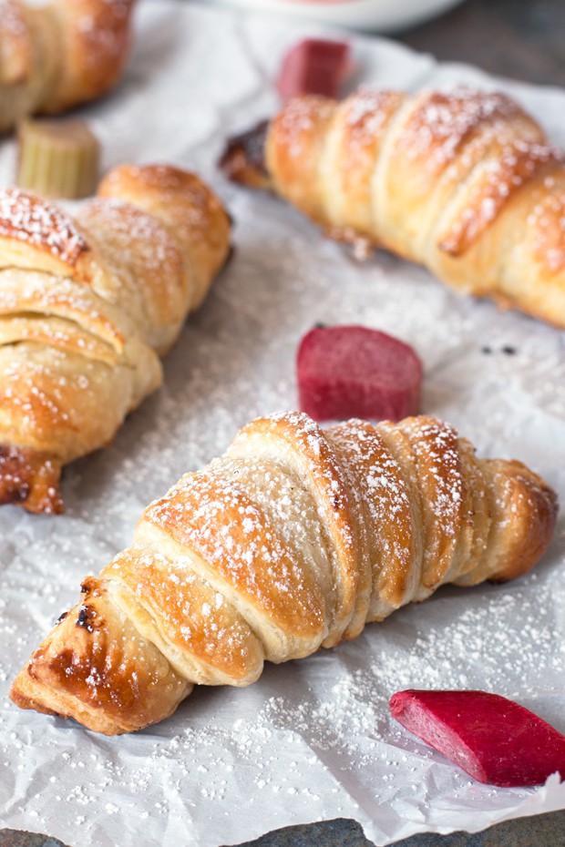 Nutella Rhubarb Puff Pastry Croissants | cakenknife.com #breakfast #brunch #pastry