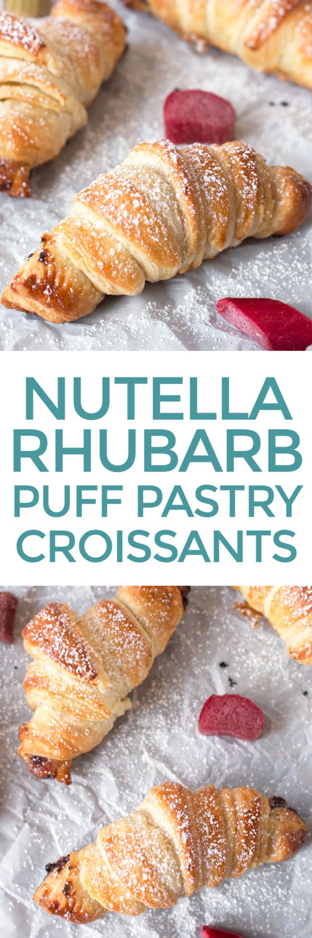 Nutella Rhubarb Puff Pastry Croissants | cakenknife.com #breakfast #brunch #pastry