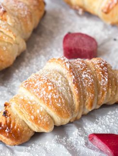 Nutella Rhubarb Puff Pastry Croissants | cakenknife.com #breakfast #brunch #pastry