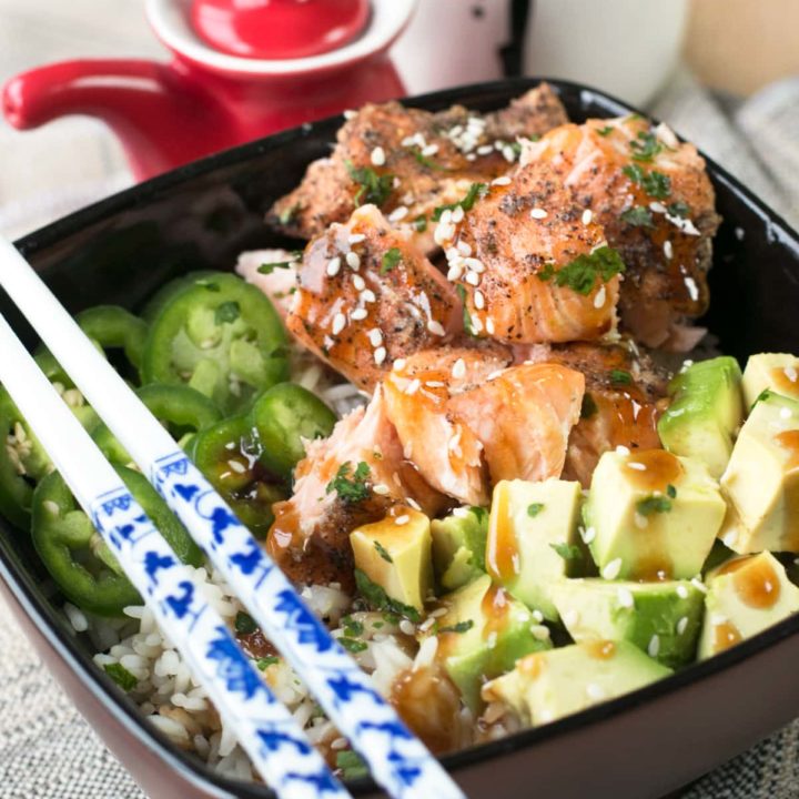 Sesame Salmon Avocado Bowls | cakenknife.com #healthy #dinner #recipe